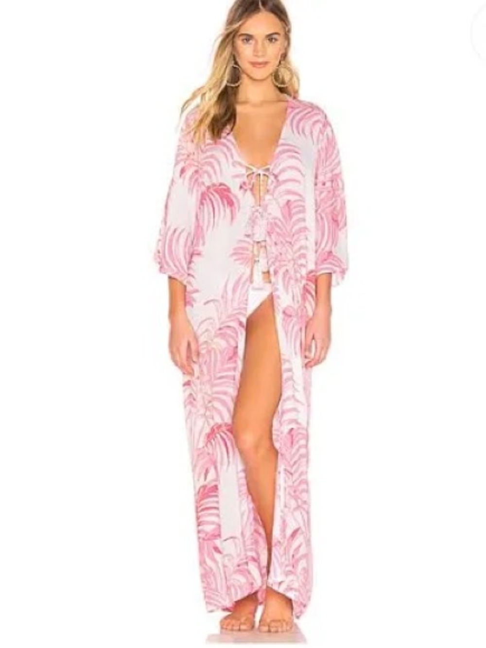 Tularosa Marina Pink Palm print swim beach cover up XS